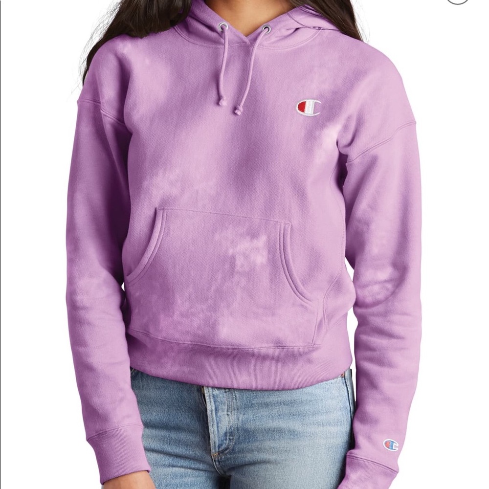Champion Scrunch Dye Hoodie, Paper Orchid, SMALL.